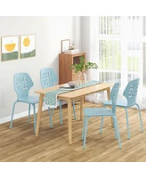 Costway Metal Dining Chair Set of 4 Armless Kitchen Hollowed Backrest & Legs