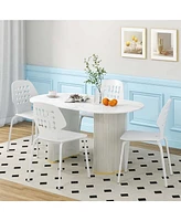Metal Dining Chair Set of 4 Armless Kitchen Hollowed Backrest & Legs