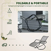 Gray Foldable Rocking Sun Lounger
