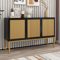 Simplie Fun Large Storage Sideboard with Rattan Door for Living Room