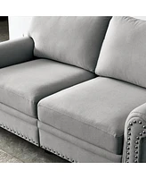 Streamdale Furniture Linen Fabric Upholstery With Storage Loveseat (Grey)