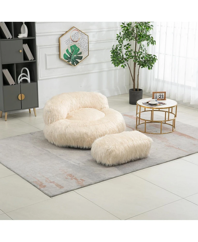 Simplie Fun Faux Fur Bean Bag Chair: Durable Comfort for Adults & Kids