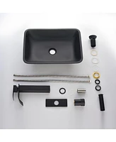 13" Matte Black Vessel Sink Set with Faucet & Drain