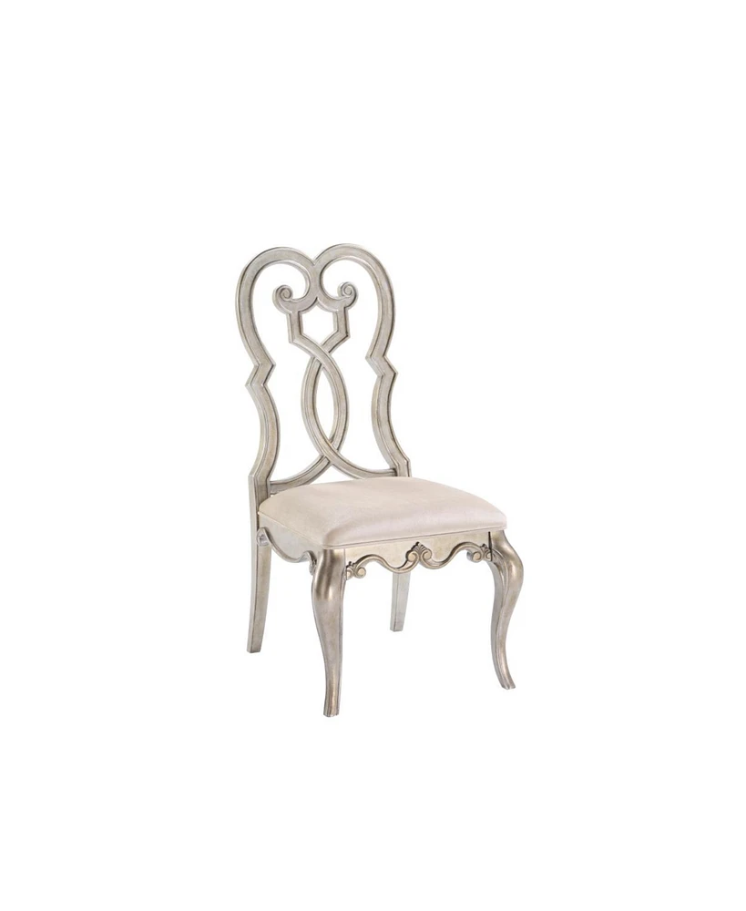 Streamdale Furniture Esteban Side Chair (Set of 2) In Ivory Velvet & Antique Champagne Finish