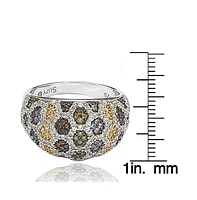 Suzy Levian Sterling Silver Cubic Zirconia Multi-Color Honeycomb Ring