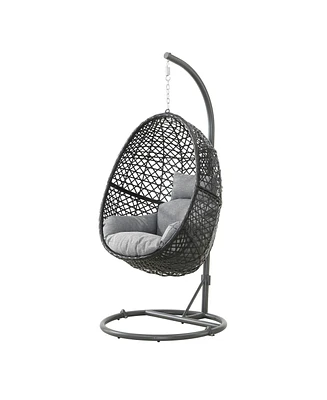 Simplie Fun Patio Pe Rattan Swing Chair With Stand For Balcony