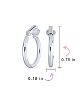 Bling Jewelry Classic Basic Simple Tube Lightweight Clip On Hoop Earrings For Women Non Pierced Ears Sterling Silver .75 Diameter