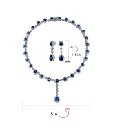 Bling Jewelry Royal Blue Cubic Zirconia Cz Necklace And Earrings Set