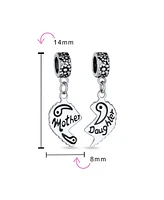 Bling Jewelry Mother Daughter Puzzle 2 Piece Split Heart Sisters Bead Charm For Mom Sterling Silver Fit European Bracelet