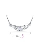 Bling Jewelry Irish Bff Celtic Trinity Friendship Love Knot Color Changing Natural Moonstone Necklace Station Pendant Sterling Silver