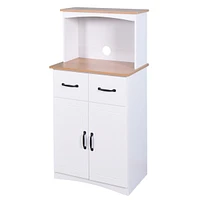 Wooden Kitchen Cabinet White Pantry Storage Microwave Cabinet With Storage Drawer