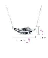 Bling Jewelry Native American Bohemian Feather Leaf Pendant Necklace in Sterling Silver