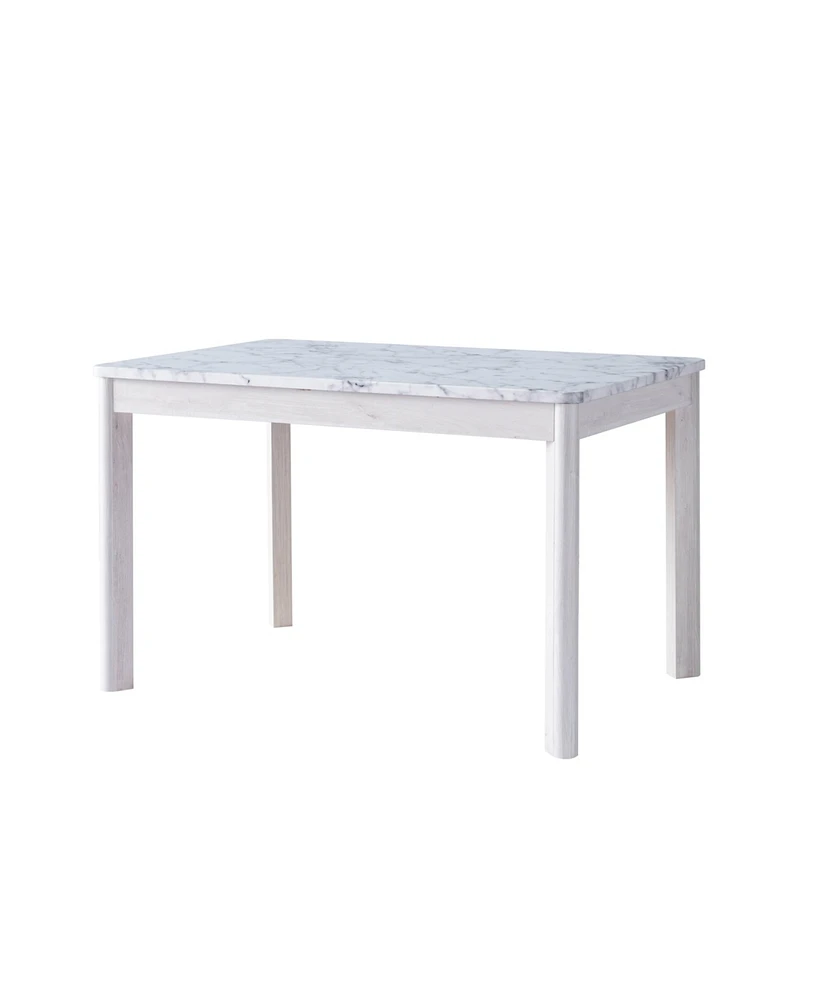 Streamdale Furniture Dining Table Faux Marble White & White Oak