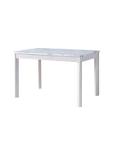 Streamdale Furniture Dining Table Faux Marble White & White Oak