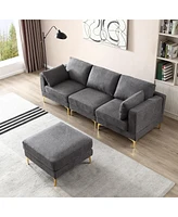 Simplie Fun Adf Living Room Furniture Modern Leisure L Shape Couch Dark Grey Fabric