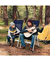 Gymax 4PCS Patio Dining Chair Aluminum Camping Adjust Portable Headrest Navy