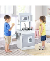 Costway Kids Kitchen PlaySet Pretend Wooden Play Kitchen with IceDispenser&Stovefor Toddler