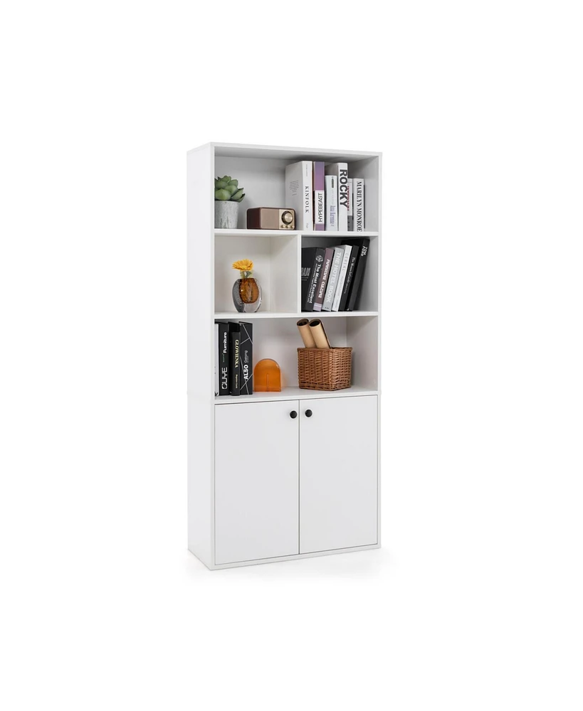 Slickblue 5-Tier Freestanding Bookcase with Open Cubes and Adjustable Shelf-White