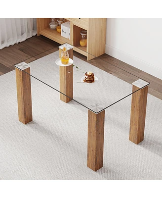 Simplie Fun Glass-Top Dining Table for Restaurants & Living Rooms