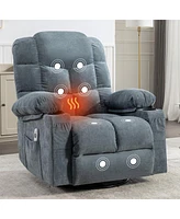 Streamdale Furniture Oversized Rocker Recliner with Massage, Heat, and Usb