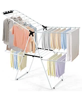 Slickblue 2-Level Foldable Clothes Drying Rack with Adjustable Gullwing