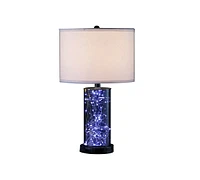 Streamdale Furniture 21.25" In Cynx Led Night Light Mid-Century Glass Black Chrome Table Lamp