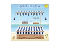 Slickblue Kids Wooden Sandbox with Canopy and Bench Seats