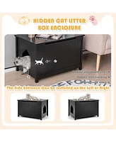 Slickblue Wooden Cat Litter Box Enclosure with Top Opening Side Table