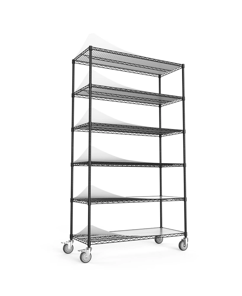 Simplie Fun Adjustable Heavy Duty Wire Shelving Unit with Wheels