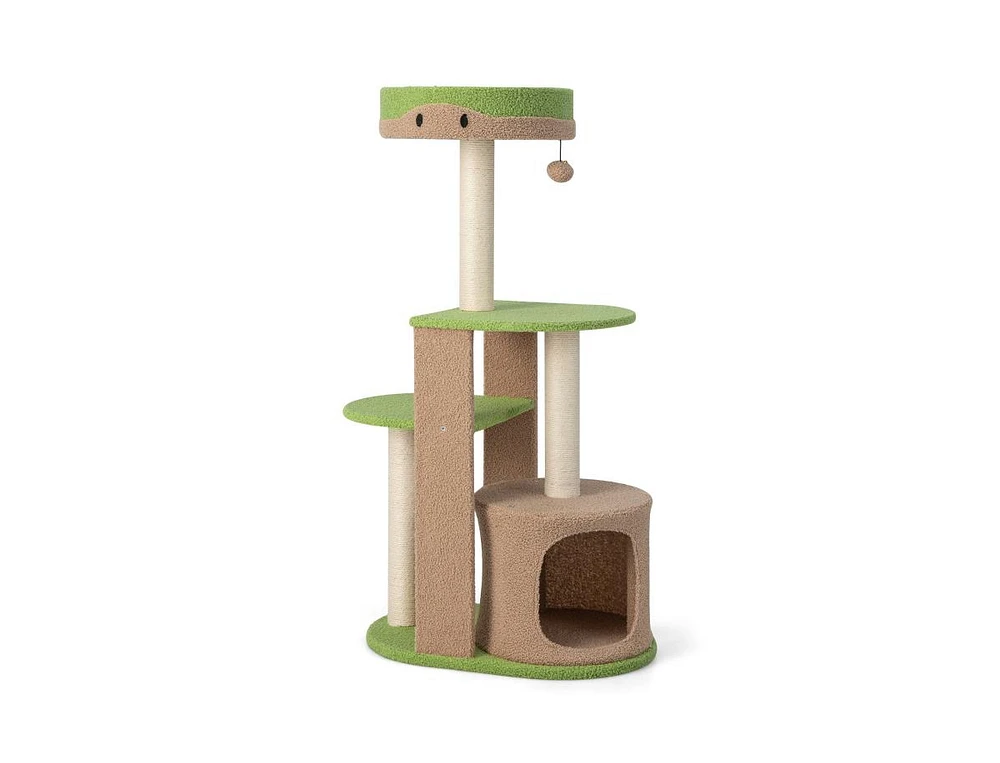 Slickblue 5-Tier Modern Cat Tree Tower for Indoor Cats with Sisal Scratching Posts-Green