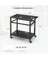 Slickblue Double-Shelf Movable Bbq Cart with 4 Lockable Wheels