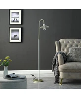 Streamdale Furniture 64.25" In Industrial Farm Pendant Cage Satin Matte Gold/White Metal Floor Lamp