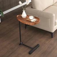 2 Pieces Brown Cshaped Side Table, Small Sofa Table For Small Spaces, Living Room, Bedroom