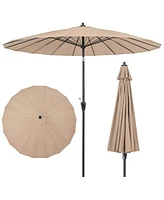 Costway 9 Ft Patio Round Market Umbrella with Push Button Tilt, Crank Handle