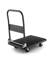 Costway Folding Push Cart Dolly Platform Hand Truck with 360° Swivel Wheels 440LBS Capacity