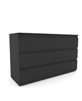 Streamdale Furniture 6 Drawer Double Dresser For Bedroom Living Room Hallway, Black