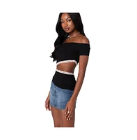 Edikted Women's Annaise Off Shoulder Cut Out Top