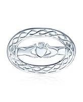 Bling Jewelry Irish Celtic Love Knot Oval Hands Heart Crown Claddagh Scarf Brooch Pin For Women Sterling Silver