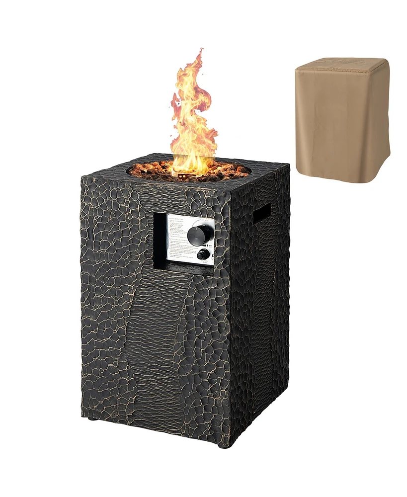 Costway 16'' Square Outdoor Propane Fire Pit w/Lava Rocks Waterproof Cover 30,000 Btu