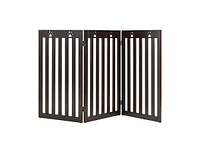 Slickblue 36 Inch Folding Wooden Freestanding Pet Gate Dog with 360° Flexible Hinge