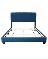 Streamdale Furniture Blue Queen Adjustable Upholstered Bed Modern Minimalist Top Styles