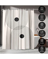 71x74 Geometric Shower Curtain - Black Geometrical Line by Tetyana Karankovska