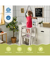 Costway Toddler Kitchen Step Stool with Double Safety Rails Learning Stool