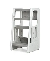 Costway Toddler Kitchen Step Stool with Double Safety Rails Learning Stool