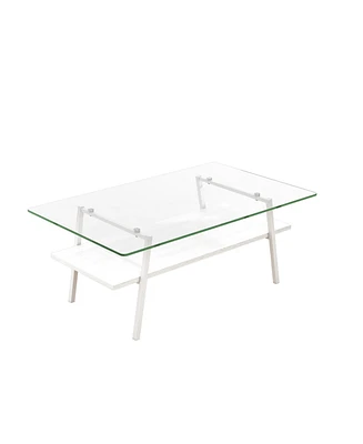 Simplie Fun White Metal and Glass Coffee Table