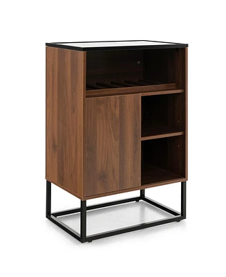 Sugift Wine Storage Cabinet Buffet Sideboard with Adjustable Shelf and Sliding Door