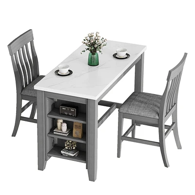 Simplie Fun 3-Piece Counter Height Dining Set, Grey