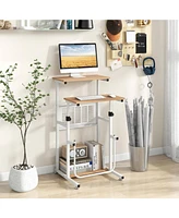 Costway Stand Up Desk Height Adjustable Sit Stand Computer Workstation Standing Desk