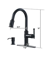 Mondawe Pull-out Kitchen Faucets Single Hole Kitchen Faucets with Soap Dispenser