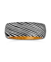 Bling Jewelry Laser Etched Wood Grain Matte Finish Black Band with Oliver Wood Sleeve Liner Titanium Band Rings Comfort Fit 8MM